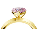 Yellow gold Fancy Pink Heart  Cut Solitaire Engagement Ring with Flat Band and Four-Prong Setting 5