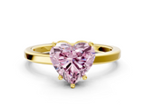 Yellow gold Fancy Pink Heart  Cut Solitaire Engagement Ring with Four-Prong Setting on a Classic Band_20