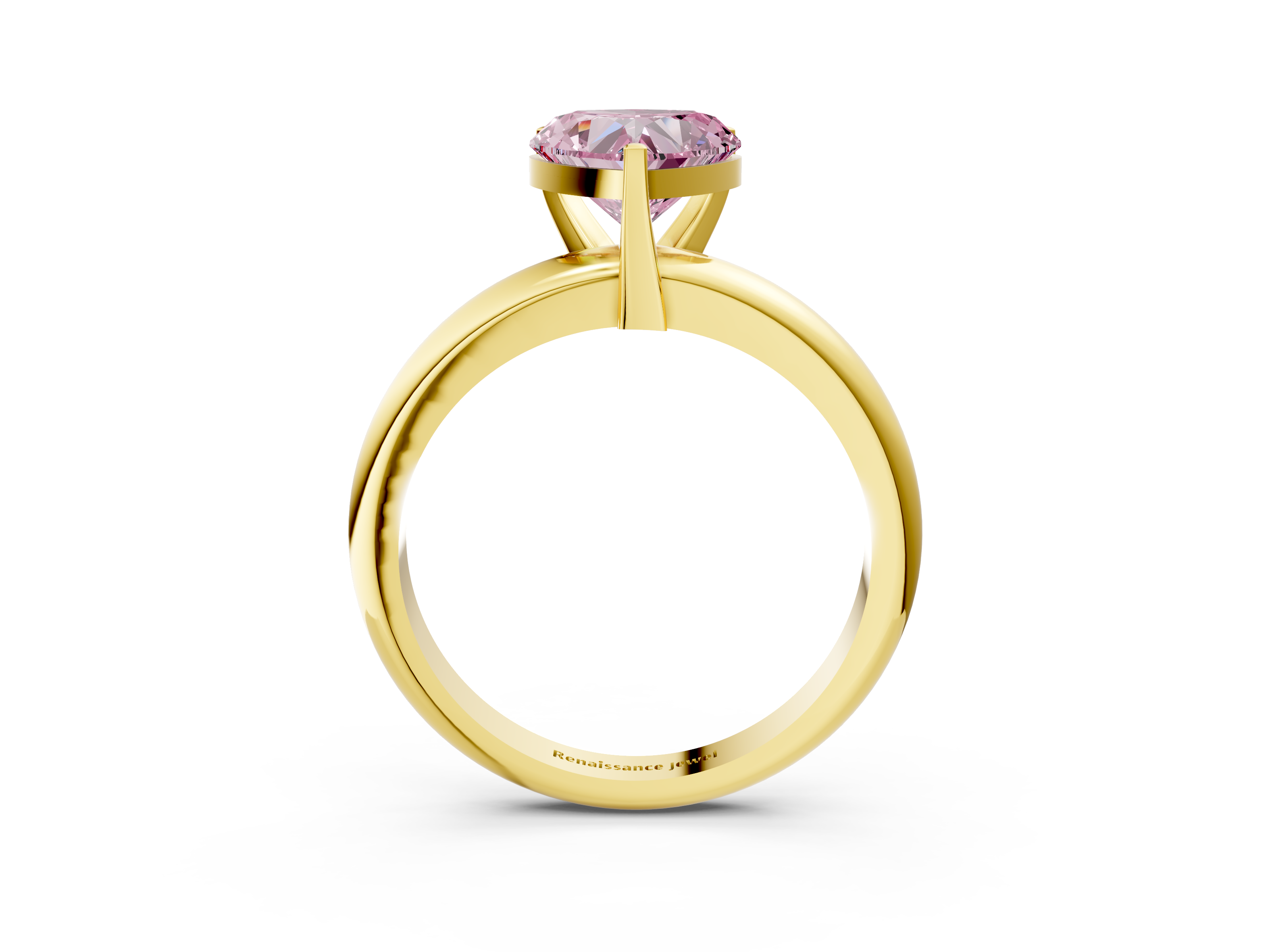 Yellow gold Fancy Pink Heart  Cut Solitaire Engagement Ring with Round Band and Four-Prong Setting_129