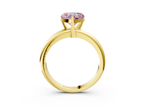 Yellow gold Fancy Pink Heart  Cut Solitaire Engagement Ring with Round Band and Four-Prong Setting_129