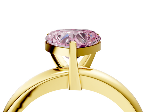 Yellow gold Fancy Pink Heart  Cut Solitaire Engagement Ring with Round Band and Four-Prong Setting_130