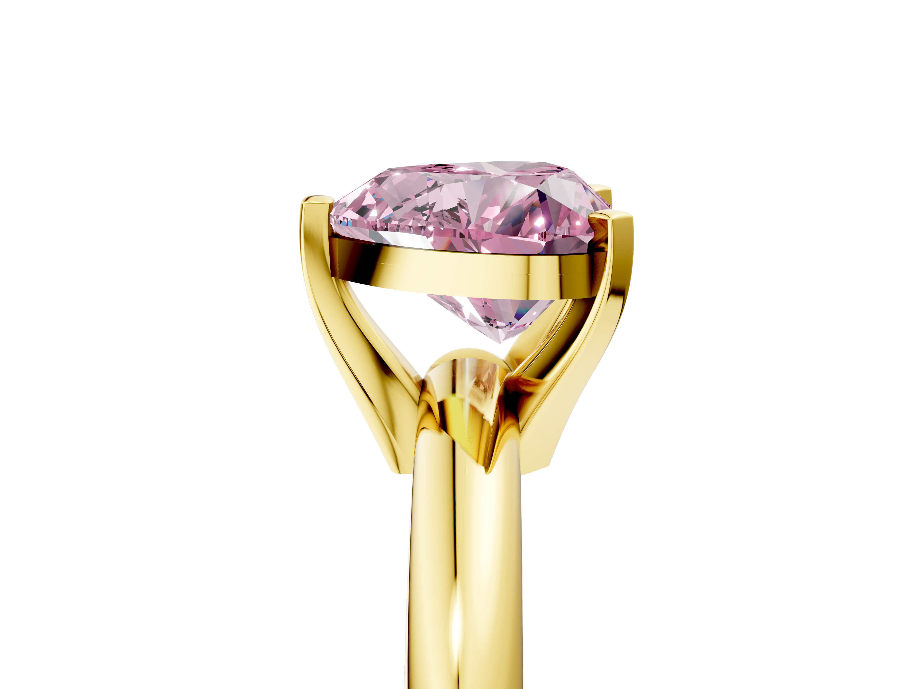 Yellow gold Fancy Pink Heart  Cut Solitaire Engagement Ring with Round Band and Four-Prong Setting_131