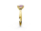 Yellow gold Fancy Pink Heart  Cut Solitaire Engagement Ring with Tapered Band and Four-Prong Setting 2