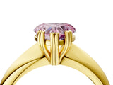 Yellow gold Fancy Pink Heart  Cut Solitaire Engagement Ring with Tapered Band and Four-Prong Setting 4