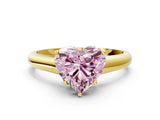 Yellow gold Fancy Pink Heart Cut Solitaire Engagement Ring with Tapered Band and Four-Prong Setting_3