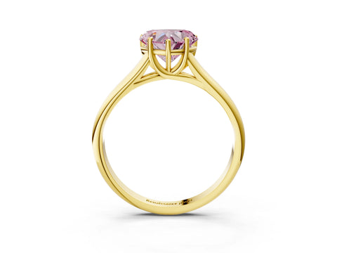 Yellow gold Fancy Pink Heart Cut Solitaire Engagement Ring with Tapered Band and Four-Prong Setting_6