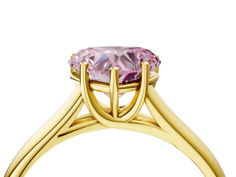 Yellow gold Fancy Pink Heart Cut Solitaire Engagement Ring with Tapered Band and Four-Prong Setting_7