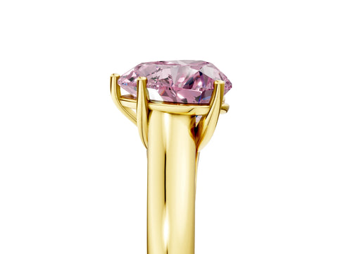 Yellow gold Fancy Pink Heart Cut Solitaire Engagement Ring with Tapered Band and Four-Prong Setting_8