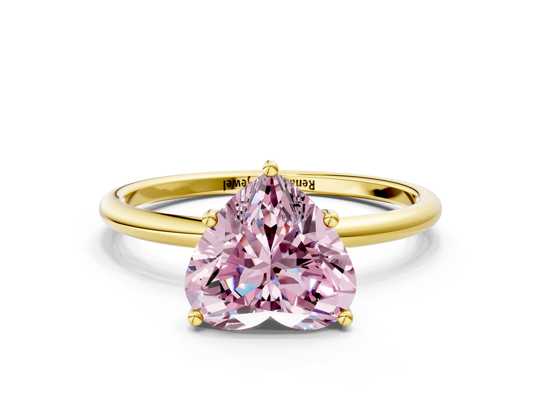 Yellow gold Fancy Pink Heart  Cut Solitaire Engagement Ring with Thin Band and Four-Prong Setting_3