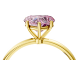 Yellow gold Fancy Pink Heart  Cut Solitaire Engagement Ring with Thin Band and Four-Prong Setting_7