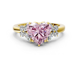 Yellow gold Fancy Pink Heart  Cut Solitaire Floral Diamond Ring with Four-Prong Setting_37