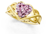 Yellow gold Fancy Pink Heart Cut Solitaire Intertwined Band Prong Setting Ring_1