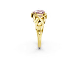 Yellow gold Fancy Pink Heart Cut Solitaire Intertwined Band Prong Setting Ring_2