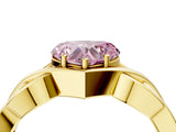 Yellow gold Fancy Pink Heart Cut Solitaire Intertwined Band Prong Setting Ring_4