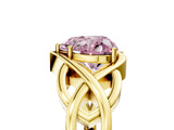Yellow gold Fancy Pink Heart Cut Solitaire Intertwined Band Prong Setting Ring_5