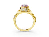 Yellow gold Fancy Pink Heart Cut Solitaire Leaf-Inspired Engagement Ring with Prong Setting_15