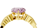 Yellow gold Fancy Pink Heart Cut Solitaire Milgrain Leaf Band with Prong Setting_4