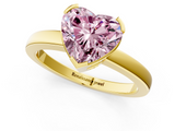 Yellow gold Fancy Pink Heart  Cut Solitaire Ring with Four-Prong Setting and Classic Band_63