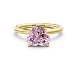 Yellow gold Fancy Pink Heart  Cut Solitaire Ring with Thin Band and Four-Prong Setting_16