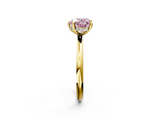 Yellow gold Fancy Pink Heart  Cut Solitaire Ring with Thin Band and Four-Prong Setting_18