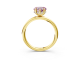 Yellow gold Fancy Pink Heart  Cut Solitaire Ring with Thin Band and Four-Prong Setting_19
