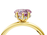 Yellow gold Fancy Pink Heart  Cut Solitaire Ring with Thin Band and Four-Prong Setting_20