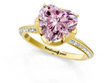 Yellow gold Fancy Pink Heart Cut Solitaire Split Shank Pave Diamond Engagement Ring with Four-Prong Setting_1