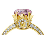 Yellow gold Fancy Pink Heart Cut Solitaire Split Shank Pave Diamond Engagement Ring with Four-Prong Setting_4