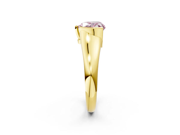 Yellow Gold Heart-Shaped Tension Style Solitaire Engagement Ring Setting for Fancy Pink Center