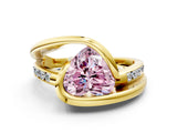 Yellow gold Fancy Pink Heart Cut Solitaire Tension-Set Diamond Split Shank Ring_12