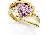 Yellow gold Fancy Pink Heart Cut Solitaire Tension-Set Diamond Split Shank Ring_13