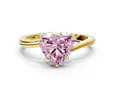 Yellow gold Fancy Pink Heart  Cut Solitaire Twist Band Ring with Four-Prong Setting_36