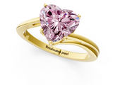 Yellow gold Fancy Pink Heart  Cut Solitaire Twist Band Ring with Four-Prong Setting_37