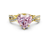 Yellow gold Fancy Pink Heart Cut Solitaire Twist Pave Diamond Engagement Ring with Prong Setting_24
