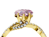 Yellow gold Fancy Pink Heart Cut Solitaire Twist Pave Diamond Engagement Ring with Prong Setting_28