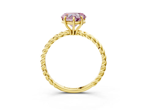Yellow gold Fancy Pink Heart Cut Solitaire Twisted Band 4-Prong Ring_3
