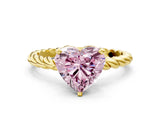 Yellow gold Fancy Pink Heart  Cut Solitaire Twisted Band with Four-Prong Setting_57