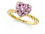 Yellow gold Fancy Pink Heart  Cut Solitaire Twisted Band with Four-Prong Setting_58