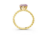 Yellow gold Fancy Pink Heart  Cut Solitaire Twisted Band with Four-Prong Setting_60