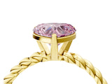 Yellow gold Fancy Pink Heart  Cut Solitaire Twisted Band with Four-Prong Setting_61