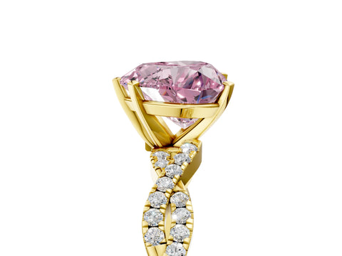 Yellow gold Fancy Pink Heart Cut Solitaire Twisted Pave Band with Four-Prong Setting_8