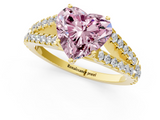 Yellow gold Fancy Pink Heart  Cut Split Shank Pave Diamond Engagement Ring with Four-Prong Setting_25