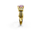 Yellow gold Fancy Pink Heart  Cut Three-Stone Channel Set Ring with Bar Prongs_47