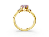 Yellow gold Fancy Pink Heart  Cut Three-Stone Channel Set Ring with Bar Prongs_48