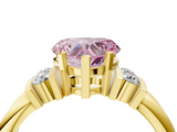 Yellow gold Fancy Pink Heart  Cut Three-Stone Channel Set Ring with Bar Prongs_49