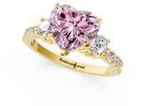 Yellow gold Fancy Pink Heart  Cut Three-Stone Diamond Pavé Band with Prong Setting_18