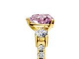 Yellow gold Fancy Pink Heart  Cut Three-Stone Diamond Pavé Band with Prong Setting_22
