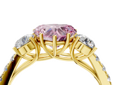 Yellow gold Fancy Pink Heart  Cut Three-Stone Diamond Pave Band with Prong Setting_36