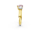 Yellow gold Fancy Pink Heart Cut Three-Stone Diamond Ring with Prong Setting on a Classic Band_14