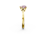 Yellow gold Fancy Pink Heart  Cut Three-Stone Solitaire Ring with Round Accent Diamonds and Four-Prong Setting_22